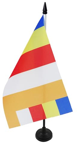 AZ FLAG Buddhistisk bordsflagga 21 x 14 cm - liten buddhistisk kontorsflagga - Tibet 14 x 21 cm