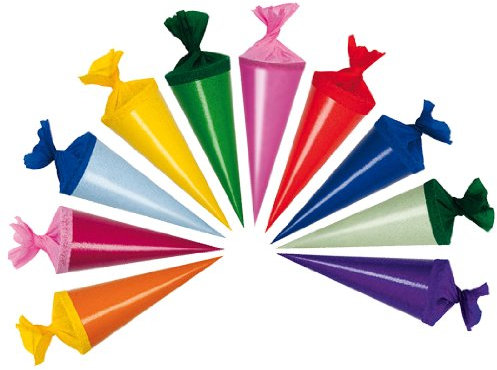 alles-meine.de GmbH 10 STK. Schultüte 4,8 cm - rund - Geschenktüte klein - Dekoration Zuckertüte Deko für Schulanfang Dekotüten - Tischdeko/Tischdekoration - Zuckertüten