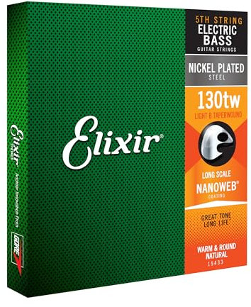 Elixir® Saiten Nickel-Wound 5te E-Basssaite mit NANOWEB® Beschichtung, Extra Lang, Taperwound Light (.130)