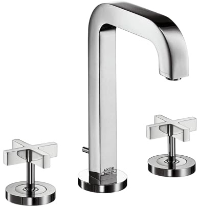 AXOR Wasserhahn Citterio 3-Loch (Armatur mit Auslauf Höhe 170mm und Zugstangen-Ablaufgarnitur) Chrom