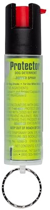 SABRE Protector Dog Pepper Spray with Key Ring, 14 Bursts, 12-Foot (4-Meter) Range, Humane Dog Attack Deterrent for Aggressive Dogs, Max Strength Allowed By EPA Dog Spray Self Defense, 0.75 fl oz