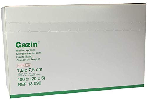 GAZIN Mullkomp.7,5x7,5 cm steril 12fach mittel 20X5 St