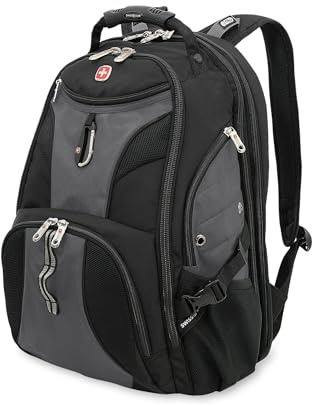 SWISSGEAR 1900 ScanSmart TSA Laptop Backpack Fits 17 Inch Laptop with RFID Protection and Tablet Pocket, Grey/Black, 19-Inch