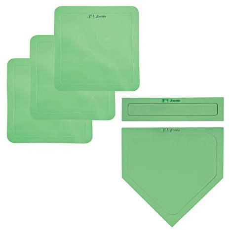 Franklin Sports Kickball + Baseball Base Set - Baseball + Kickball Bases, Home Plate and Pitchers Rubber - Portable Glow in the Dark Throw Down Bases