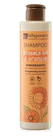 La Saponaria | Shampoo Girasole & Arancio Dolce: formula eco-bio ricca e nutriente, ideale per capelli secchi, crespi o trattati. Detergenza dolce, formato 200 ml.