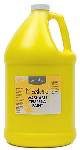 Handy Art Little Masters Washable Tempera Paint, Yellow, Gallon 128 oz Bottle, Bright & Mixable, High Opacity, Washable Colors for Classroom, Students, Kids, Safe & Non-Toxic, Made in USA