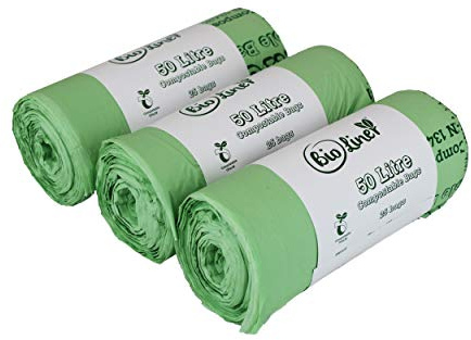 All-Green Kompostierbare Mülltonnen-Beutel, inkl. Anleitung zum richtigen Kompostieren (auf Englisch), 50 l, 75 Stück, Grün
