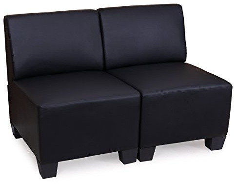 Modular 2-Sitzer Sofa Couch Lyon, Kunstleder - schwarz, ohne Armlehnen