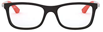 Ray-Ban Junior Unisex Kids RY1549 Square Prescription Eyewear Frames, Matte Black on Red/Demo Lens, 48 mm