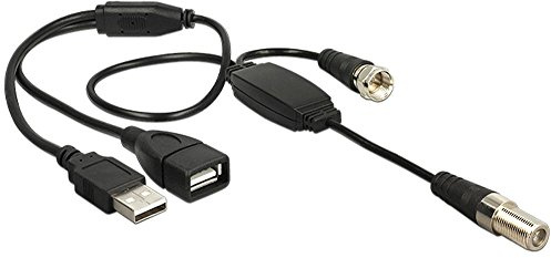 DELOCK 13006 cavo coassiale 0,22 m 1 x IEC female 1 x IEC plug, 1 x USB 2.0 Type-A female, 1 x USB 2.0 Type-A male RG-174 Nero