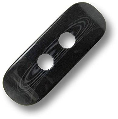 Knopfparadies -5er Set elegante große schwarz glänzende Kunststoff Knebel Knöpfe mit leichter Melierung/schwarz meliert/Kunststoffknöpfe/Ø ca. 15x46mm