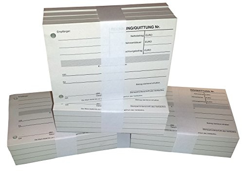 Druckerei Scharlau 8x Block Quittung - Quittungsblock RECYCLINGPAPIER - 100 Blatt DIN A6 Hochformat - gelocht - (22358)