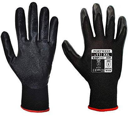 Portwest A320 Dexti-Grip Handske, Regelbunden, Storlek M, Svart