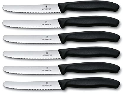 Victorinox 5.1333 Tafelmesser rund Wellenschliff 6-er Pack, schwarz