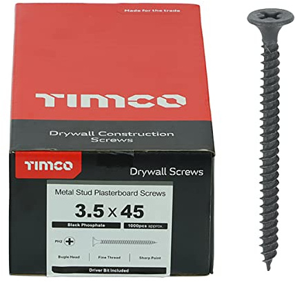Timco PH2 Schnellbauschraube, Schwarz, 1000 Stück, 00045DRY