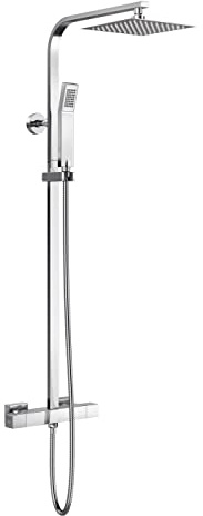 E-PLUMB COSM20 Cheltenham Square 8-inch Exposed Thermostatic Bar Mixer Shower Valve, Chrome