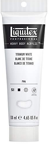 Liquitex 1047432 Professional Heavy Body Acrylfarbe in Künstlerqualität mit ausgezeichneter Lichtechtheit in buttriger Konsistenz, 138ml Tube - Titanweiß