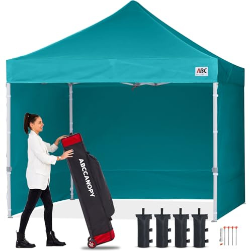 ABCCANOPY Pop-Up-Pavillon mit Seitenwänden und Türwand, kommerzielle Unterstände, bietet sofort Schatten und hält Regen ab, verbesserte Rolltasche, 4 Gewichtssäcke, Heringe und Seile als Bonus