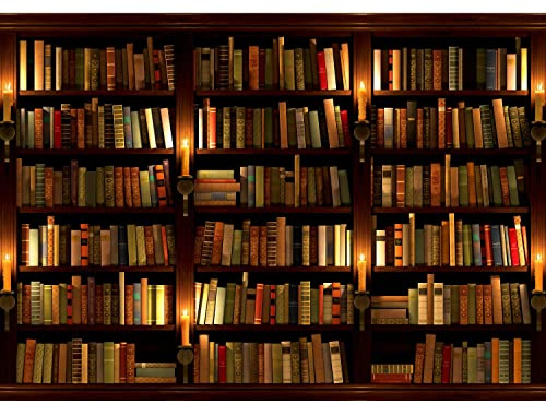 Runa Art Fototapeten 396 x 280 cm Bibliothek - Vlies Wanddekoration Wohnzimmer Schlafzimmer - Deutsche Manufaktur - Braun 9058012a