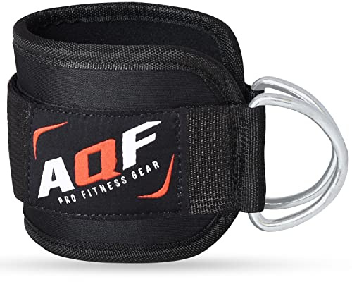 AQF Ankelrem för Kabeldragning, Ankle Straps, Ankelband Manschetter, Vrist remmar, Träning Manschettband Dubbel Ringlyft Fästanordning Ben Lår Ankelremmar D-Ring Remskiva (Säljs Som Singel) (Svart)