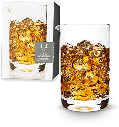 Viski Crystal Cocktail Mixing Glass Elegant Mixing Beaker for Old Fashioned, Negroni, Manhattan, Martini, and Whiskey Cocktails, for Bartenders, Home Bar Tools, and Bar Cart Accessories, 26 oz