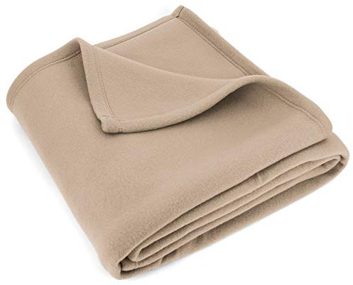 Linnea Couverture Polaire 240x260 cm Isba Sable 100% Polyester 320 g/m2 traité Non-feu
