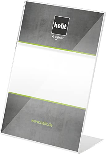 helit H2354202 - Tischaufsteller „the presenter“ DIN A5 hoch, glasklar | Glasklar zur Präsentation von Informationen und Hinweisen