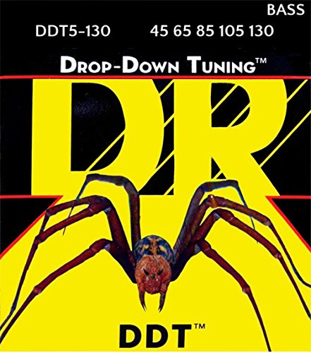 DR Strings DDT™ - Drop Down Tuning Bassträngar: 5-strängad Medium till Tung 45-130