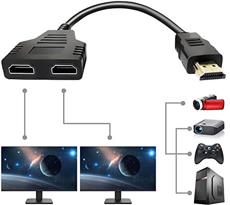 SYS HDMI 1 maschio a doppio HDMI 2 femmina Y adattatore cavo splitter LCD LED HD TV