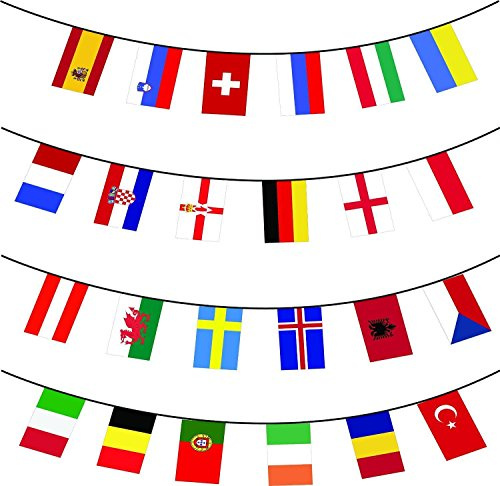 8M Football Euro Cup 2024 Championship Bunting with 24 Teams European Union Countries National Flags Soccer Sports Bar Pub Banner Party Decoration