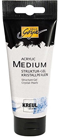 KREUL 86601 - Solo Goya Acrylic Medium, 100 ml Tube, Strukturgel Kristallperlen, cremige Spachtelmasse mit Glasperlen, trocknet glänzend transparent, einfärbbar