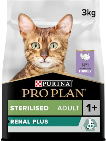 PURINA PRO PLAN | Renal Plus | Chat | Croquettes complètes pour Chat Adulte Stérilisé | Soutient la santé rénale et urinaire | Riche en protéines pour la gestion du poids | au Saumon | Sac | 3Kg