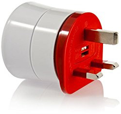 Watt & Co - Adaptateur Prise Voyage France vers UK - Prise à Deux Broches françaises vers Prise à Trois Broches UK - Rouge