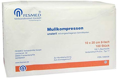 MULLKOMPRESSEN 10x20 cm unsteril 8fach Papier 100 St