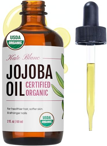 Kate Blanc Cosmetics Jojoba Oil for Softer Hair & Smoother Skin. Gua Sha Oil for Face & Dermaplaning (2oz, Organic, 100% Pure, Natural)