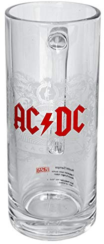 Ac/Dc Bierkrug, 1 Stück (1er Pack), Transparent mit Schwarzer Gestaltung