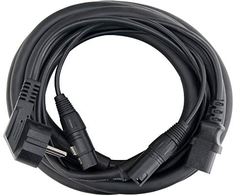 Pronomic Stage EUIECX-6 Hybridkabel Schukostecker auf Kaltgerätebuchse | Kombi-Kabel für Stromversorgung und Signal, Kein Kabelsalat mehr bei der Verbindung zu Aktivboxen, Leistungskabel 3x0