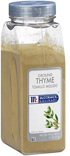 McCormick Culinary Ground Thyme, 11 oz - One 11 Ounce Container of Ground Thyme Seasoning, Best with Chowders and Soups, Meat, Seafood, Mashed Potatoes and More