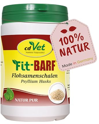 cdVet Naturprodukte Fit-BARF Psyllium Shell 170 g - Dog & Cat - fiber - for easy-to-feed dogs - as a saturation supplement - increase the feces volume - anal gland - raw feeding - BARF -