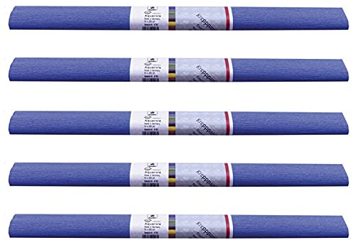 PARTY DISCOUNT wasserfestes Krepppapier | 250x50 cm | Feinkrepp Maibaum Dekoration Farbecht (Dunkel Blau, 5 Rollen)