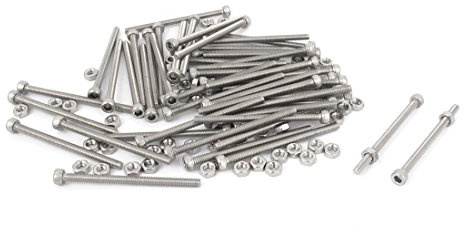 sourcing map 50 Stück Innensechskant Rändelschrauben Schrauben Muttern Set | M3 x 45 mm