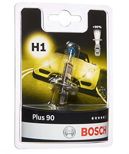 Bosch H1 Plus 90 Halogen-Glühlampe für Auto-Scheinwerfer, 12 V 55 W, 90 % mehr Licht - Lampensockel Typ P14,5s - 1 Ersatz-Scheinwerferlampe | Kompatibel mit: DACIA DUSTER, DUSTER Kasten/SUV