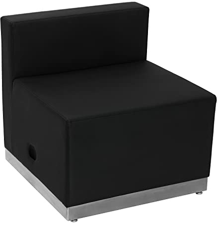 Flash Furniture HERCULES Alon Series Black LeatherSoft Chair with Brushed Stainless Steel Base