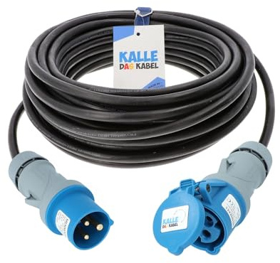 KALLE DAS KABEL CEE Verlängerungskabel 230V H07RN-F 3G 2,5mm² 10 Meter | Camping Wohnwagen Wohnmobil Caravan Landstrom IP44 Außenbereich Winkelkupplung Schutzkappe robust langlebig