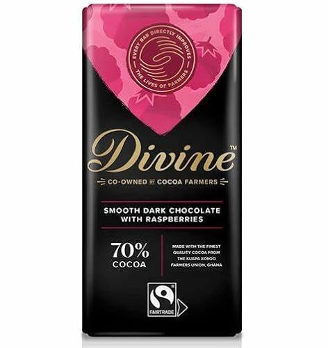 Divine 100g De Chocolate Negro Con Frambuesa (Paquete de 2)