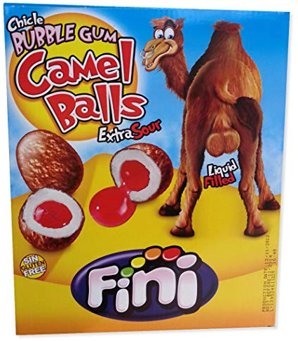 Fini Chewing Gum Chiclé Testicules de Chameau Rempli de Liquide Très Acide Boîte de 200