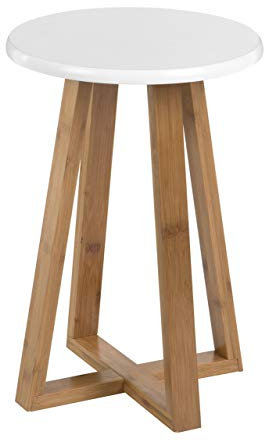 Premier Housewares Viborg Bamboo Round Stool - White