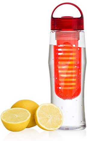 Vinsani Fruit Fuzer Water Bottle Health Drink Maker with Fruit Infusion Infuser Aqua Hydration Red