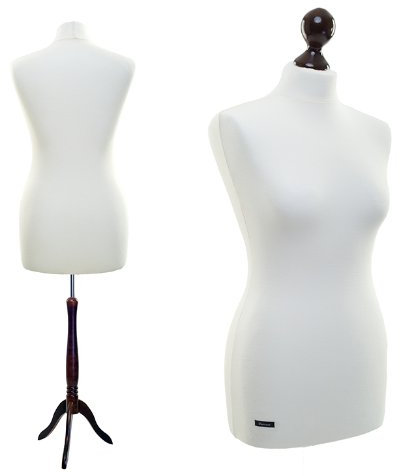 LUCCESI | Schneiderpuppe | zum Probierpreis! | Größen S - XL (Female ♀) | Torso Size: L (40-42) | Wechselbezug Creme-Weiss | Standfuss wenge (kolonial) | Damen - Schaufensterpuppe