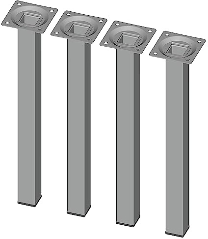 Element System Möbelfuß eckig – Vierkant-Metallfuß, ideal als Tischbein für die Gestaltung individueller Möbelstücke – 25 x 25 mm, Länge 300 mm, Weißalu